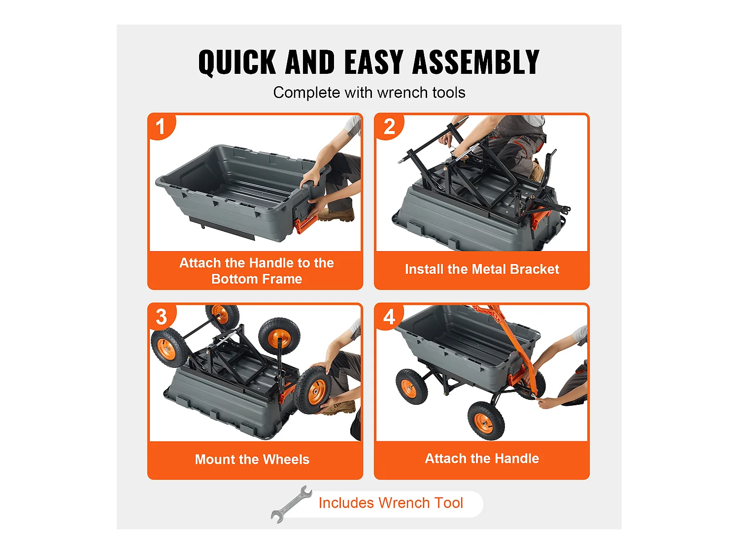 Carrello Ribaltabile da Giardino Poly SucceBuy Poly - Carrello da Giardino per Impieghi Gravosi, 6,48 piedi Cubi, 1200 libbre