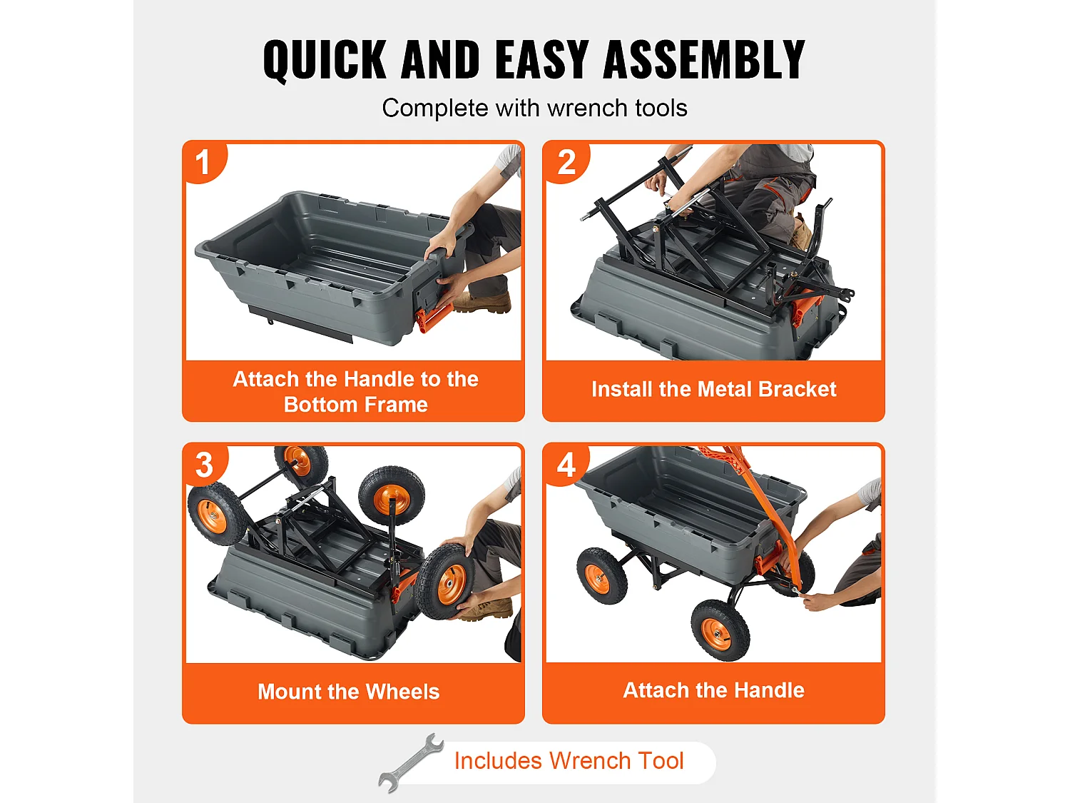 Chariot à Déchets de Jardin SucceBuy Poly - Chariot de Jardin Robuste, 6,48 piedsCubes, 1 200 lb