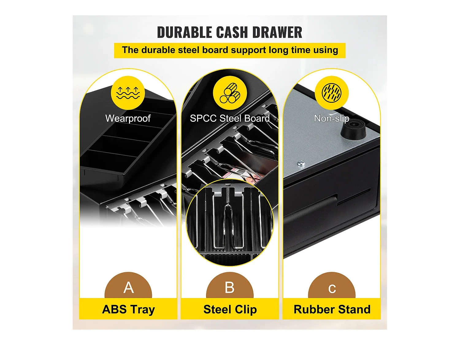Compteuse de Billets SucceBuy 33cm pour Système de Point de Vente, 3 Méthodes de Déverrouillage, RJ11/RJ12