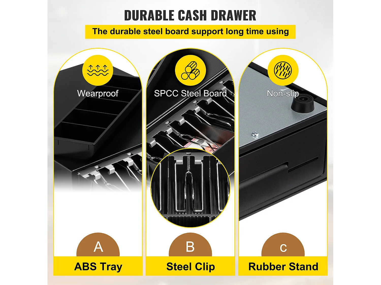 Compteuse de Billets SucceBuy 33cm pour Système de Point de Vente, 3 Méthodes de Déverrouillage, RJ11/RJ12