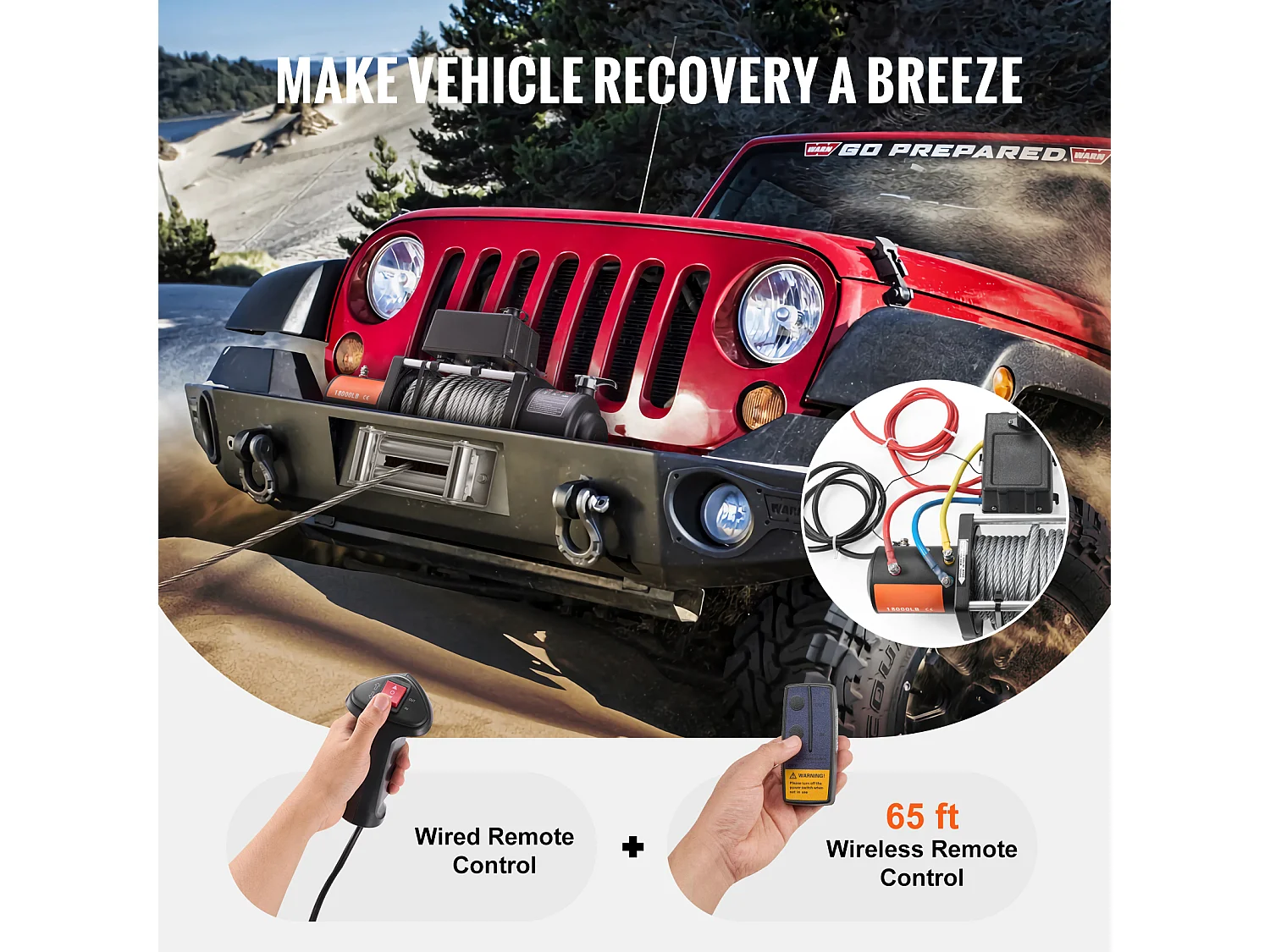 Camión con Cabrestante Eléctrico SucceBuy, con Capacidad de 18 000 lb, con Cable de Acero, Resistente al Agua IP65 y Equipado con Control Remoto