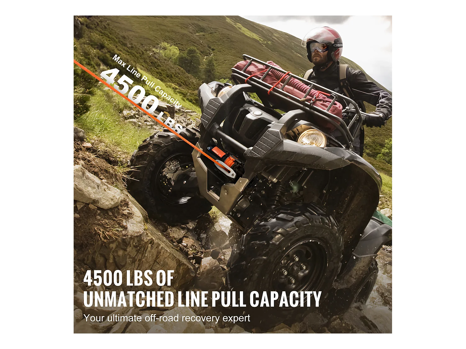 Treuil Électrique SucceBuy 4 500 lb, VTT/UTV, Corde Synthétique, Étanche, Télécommande