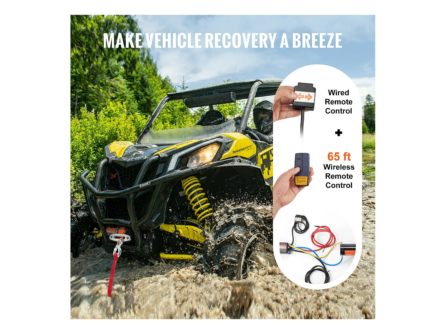 Treuil Électrique SucceBuy 4 500 lb, VTT/UTV, Corde Synthétique, Étanche, Télécommande