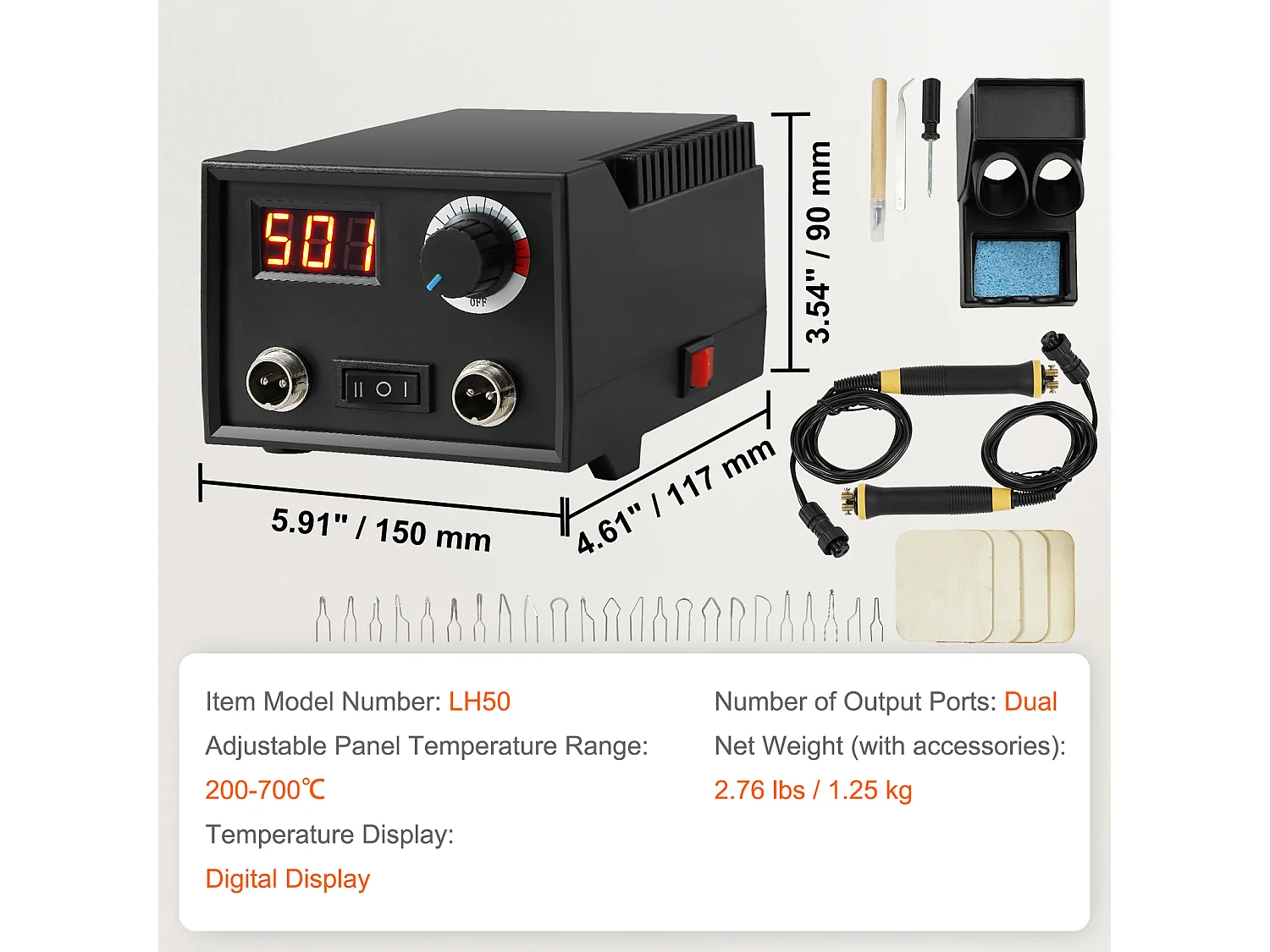 Kit de Pyrogravure SucceBuy, 200 à 700 °C Réglable, Stylos à Pyrogravure Doubles, 23 Pointes