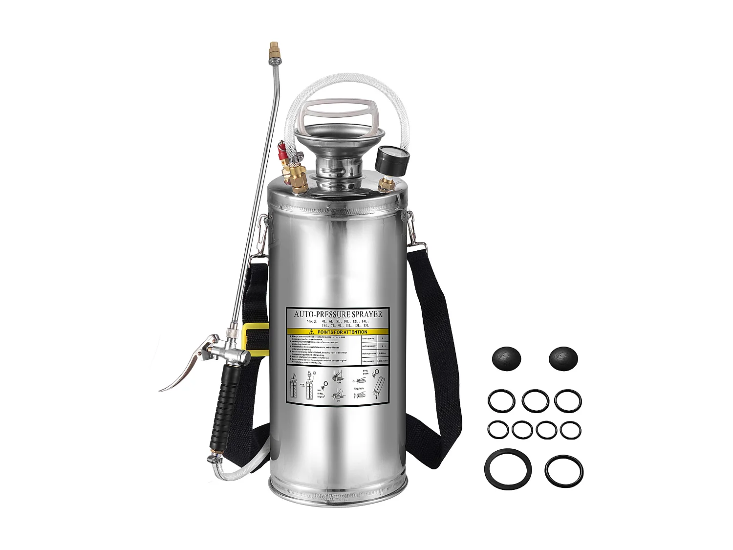 Pulvérisateur Manuel SucceBuy de 2 gallons, Usage Industriel, Acier Inoxydable, Argent