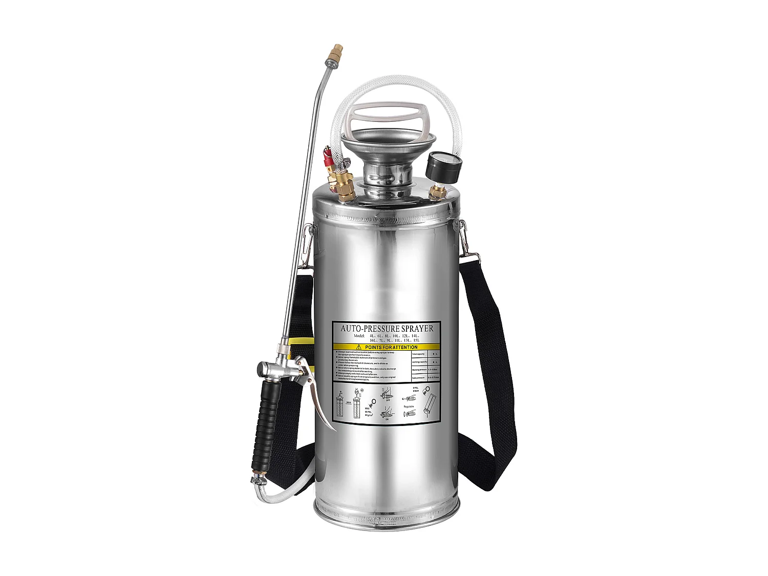 Pulvérisateur Manuel SucceBuy de 2 gallons, Usage Industriel, Acier Inoxydable, Argent