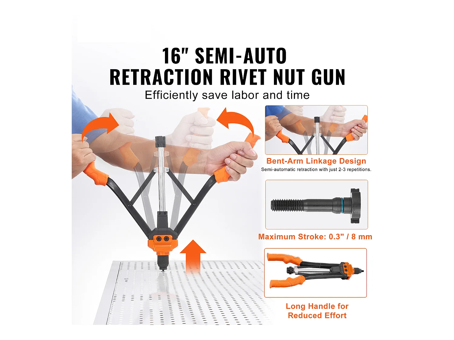 Ensemble D'outils SucceBuy pour Écrous à Rivets de 40.6 Cm, 13 Mandrins et 186 Écrous à Rivets