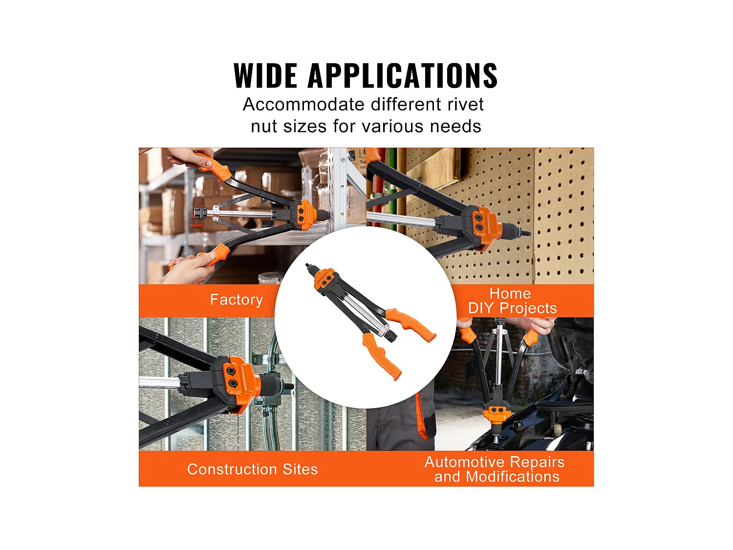Ensemble D'outils SucceBuy pour Écrous à Rivets de 40.6 Cm, 13 Mandrins et 186 Écrous à Rivets