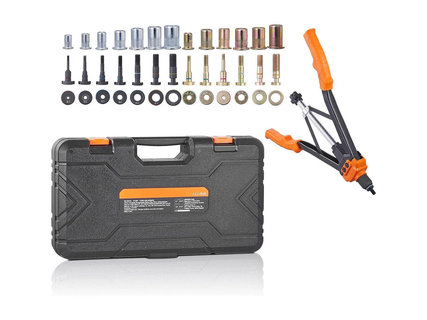 Ensemble D'outils SucceBuy pour Écrous à Rivets de 40.6 Cm, 13 Mandrins et 186 Écrous à Rivets