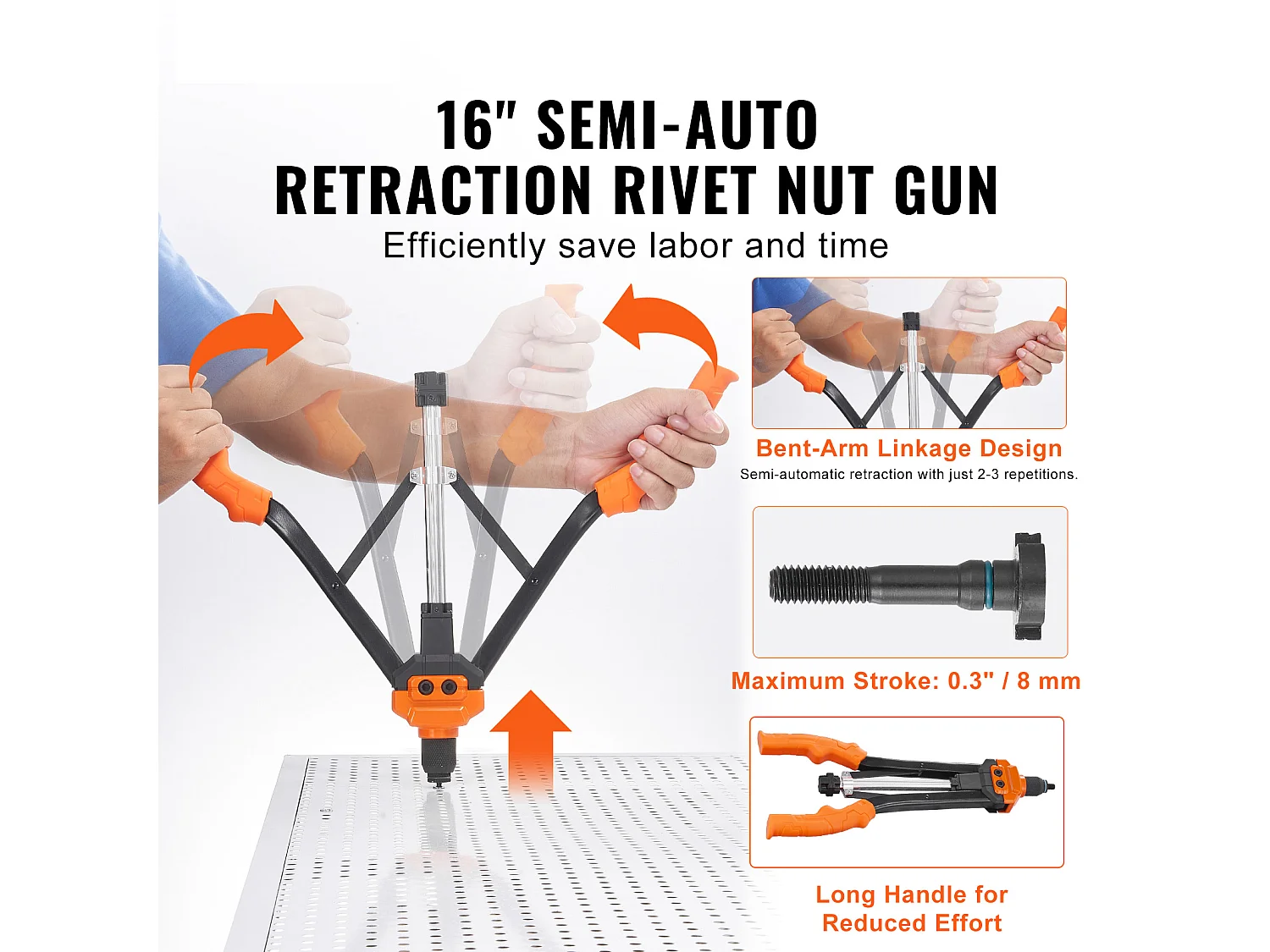 Ensemble D'outils SucceBuy pour Écrous à Rivets de 40.6 Cm, 13 Mandrins et 186 Écrous à Rivets