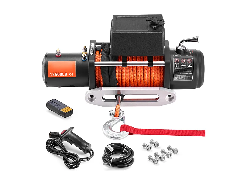 Argano Elettrico SucceBuy, Con Capacità di 13.500 Libbre, Con Fune Sintetica, Impermeabile e Con Telecomando