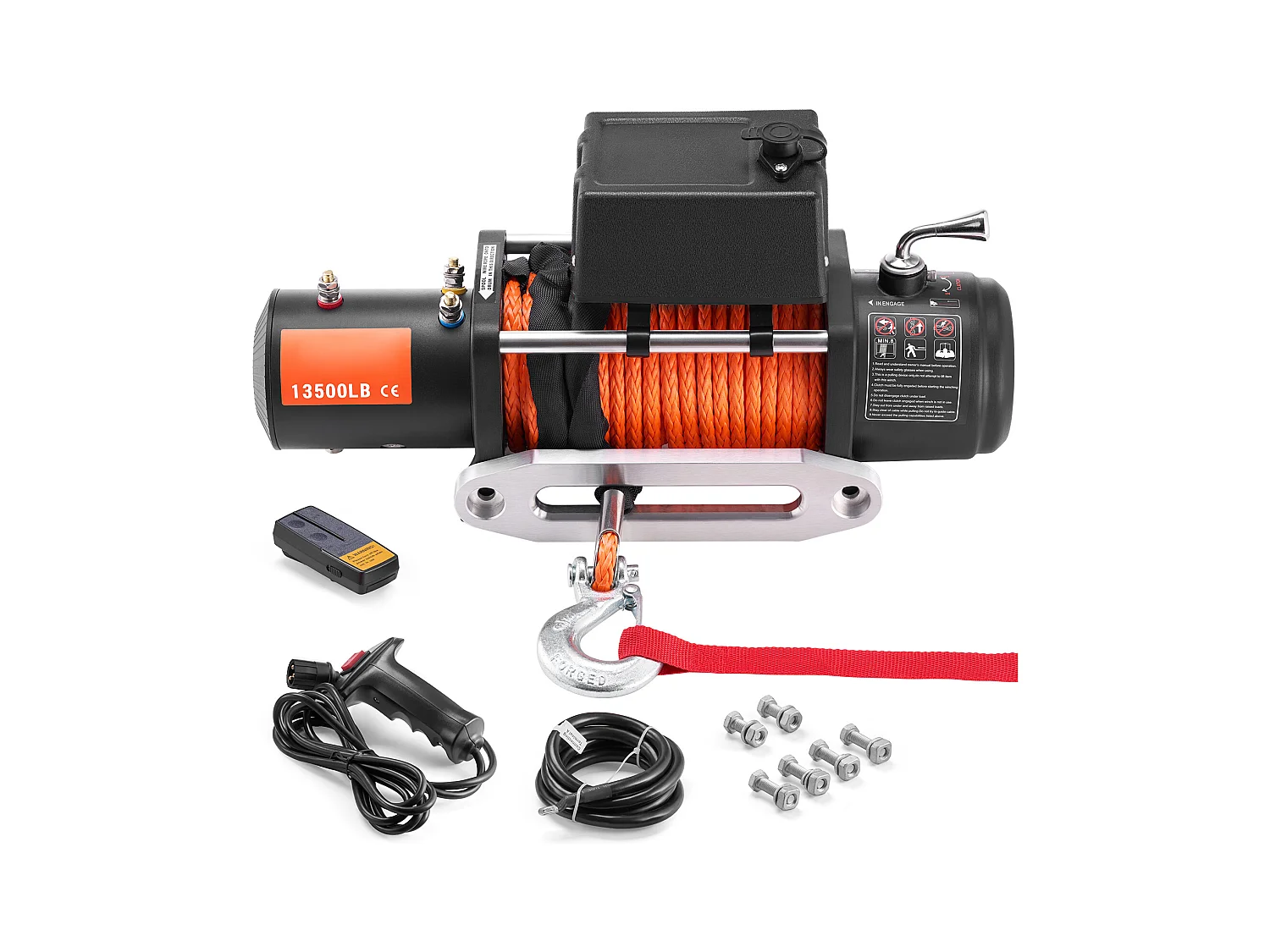 Camion à Treuil Électrique SucceBuy, D'une Capacité de 13 500 lb, Utilisant une Corde Synthétique, Étanche et avec Télécommande