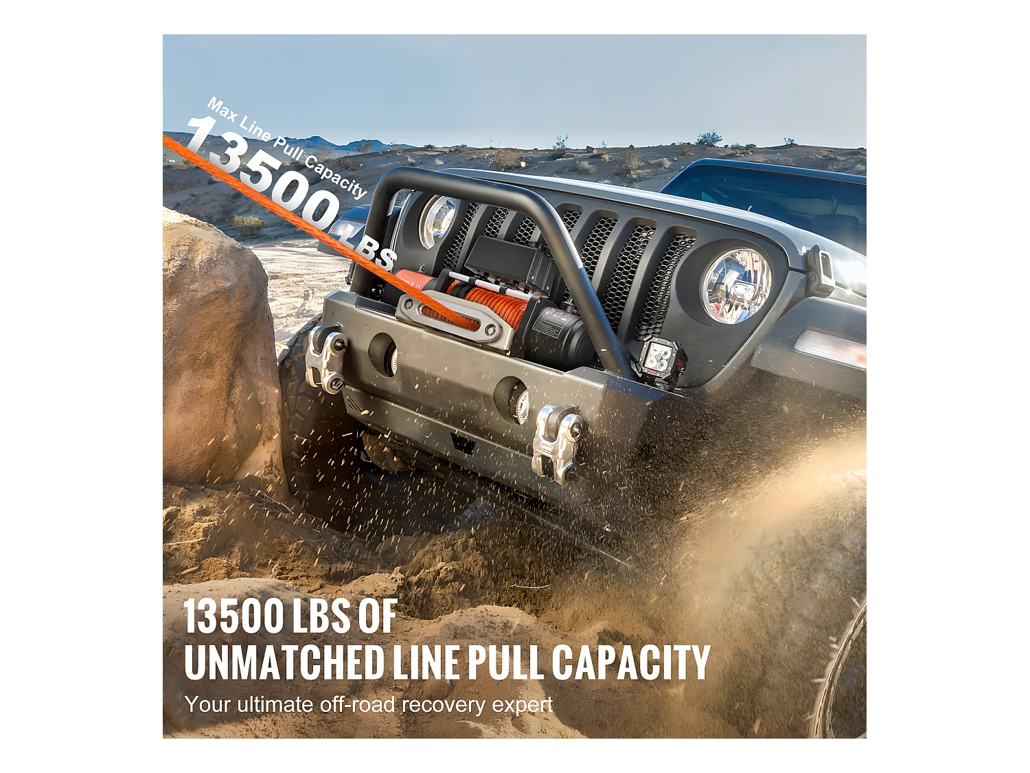 Camion à Treuil Électrique SucceBuy, D'une Capacité de 13 500 lb, Utilisant une Corde Synthétique, Étanche et avec Télécommande