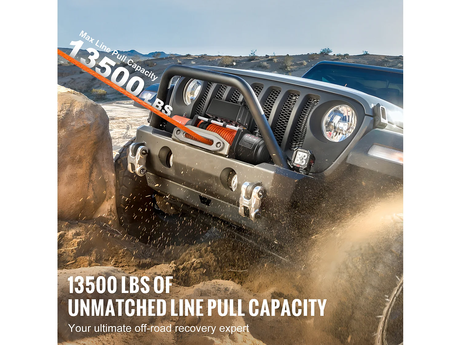 Camion à Treuil Électrique SucceBuy, D'une Capacité de 13 500 lb, Utilisant une Corde Synthétique, Étanche et avec Télécommande