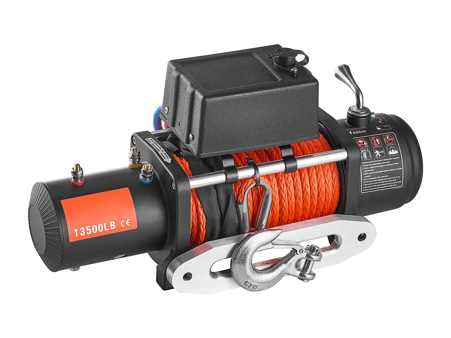 Camion à Treuil Électrique SucceBuy, D'une Capacité de 13 500 lb, Utilisant une Corde Synthétique, Étanche et avec Télécommande