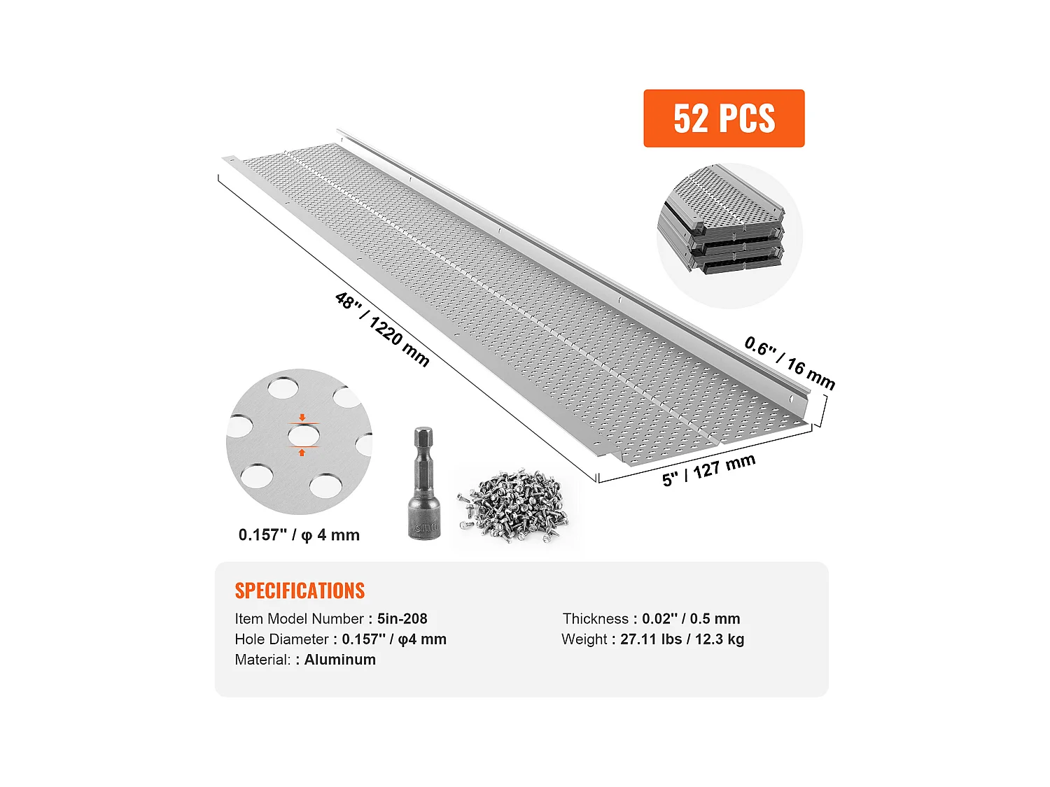 Protège-Gouttière SucceBuy Gutter Guard 12.7cm de Large, Longueur de 63.4m, Couverture en Maille pour Feuilles