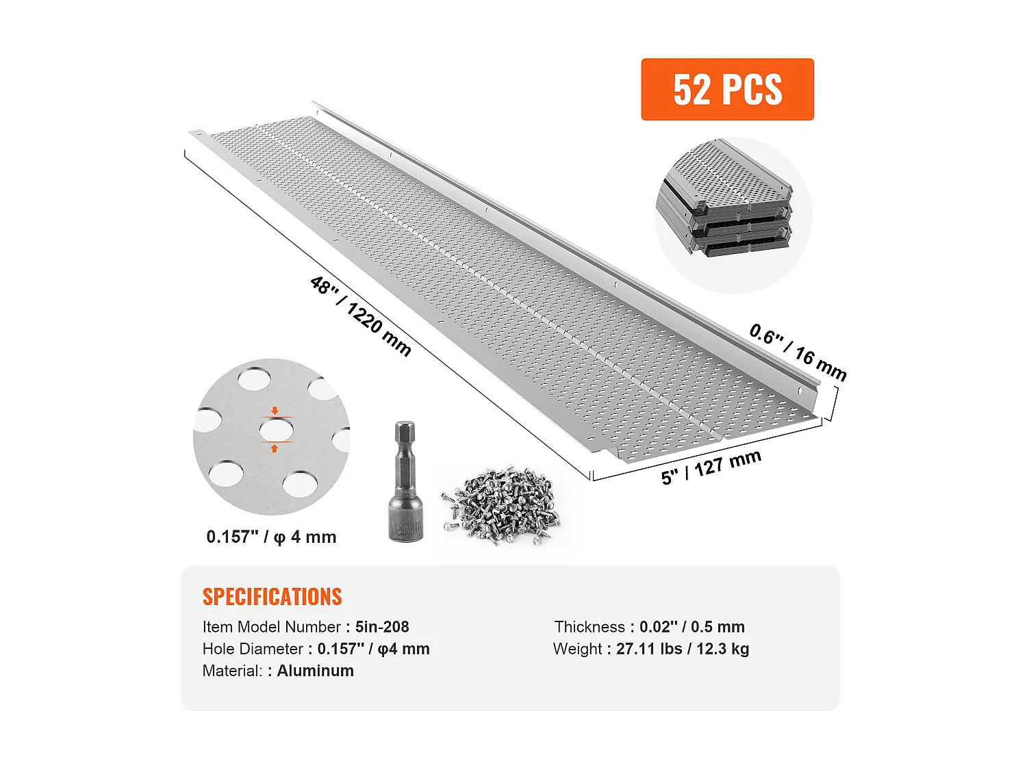 Protège-Gouttière SucceBuy Gutter Guard 12.7cm de Large, Longueur de 63.4m, Couverture en Maille pour Feuilles