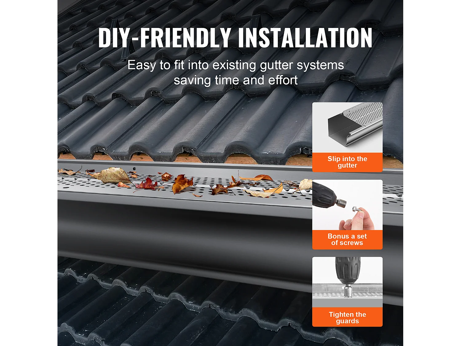 Protège-Gouttière SucceBuy Gutter Guard 12.7cm de Large, Longueur de 63.4m, Couverture en Maille pour Feuilles