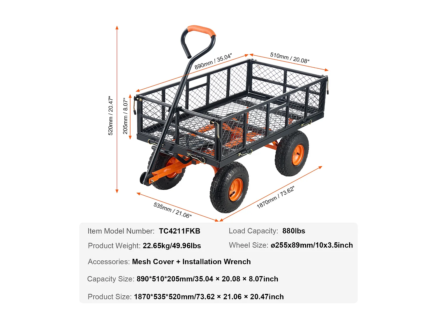 Poly Garden Dump Cart SucceBuy SucceBuy, Capaciteit 880 lb