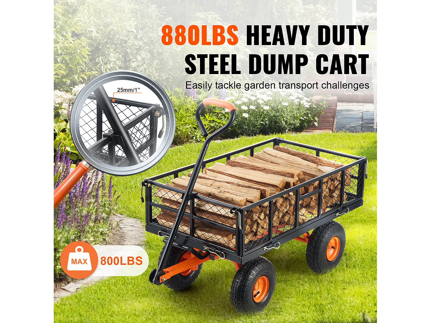 Poly Garden Dump Cart SucceBuy SucceBuy, Capaciteit 880 lb