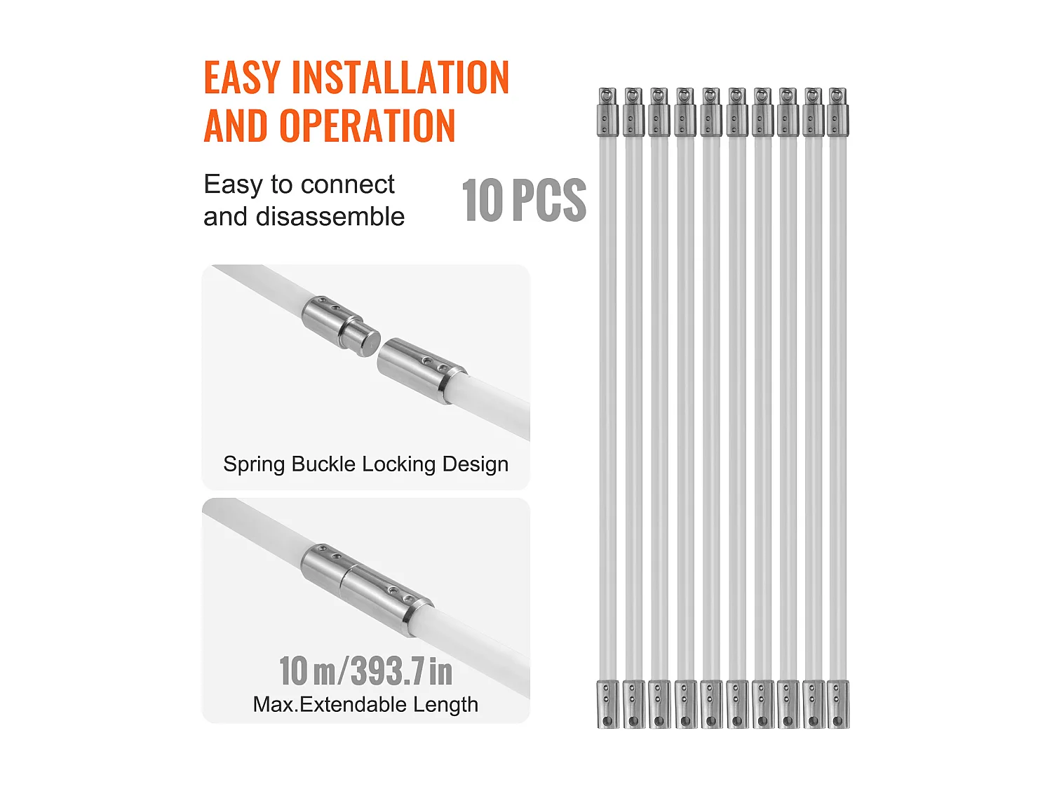 Kit de Limpieza de Chimeneas SucceBuy de 1 m, Cepillo Giratorio, 10 Varillas de Nailon, Compatible con Tuberías