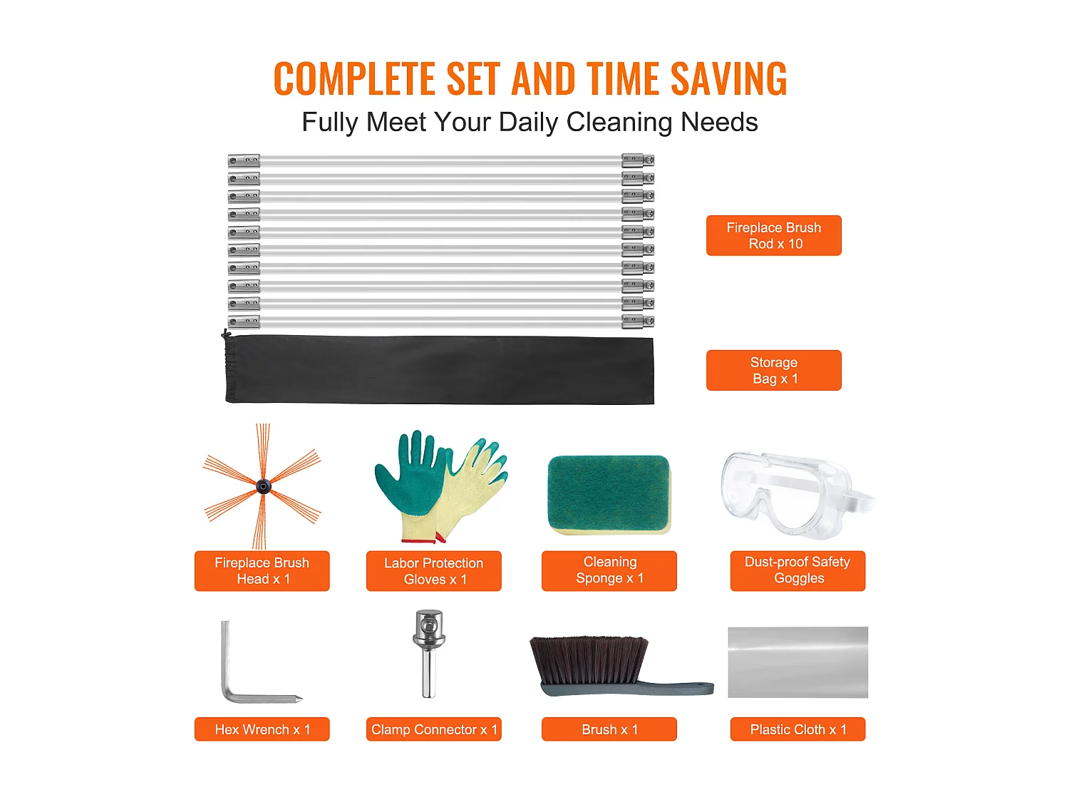 Kit de Limpieza de Chimeneas SucceBuy de 1 m, Cepillo Giratorio, 10 Varillas de Nailon, Compatible con Tuberías