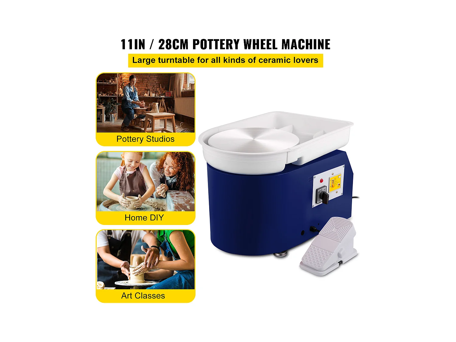 Tour de Potier SucceBuy Tour de Potier 28cm, Céramique avec Pédale, Outils de Sculpture, Bleu