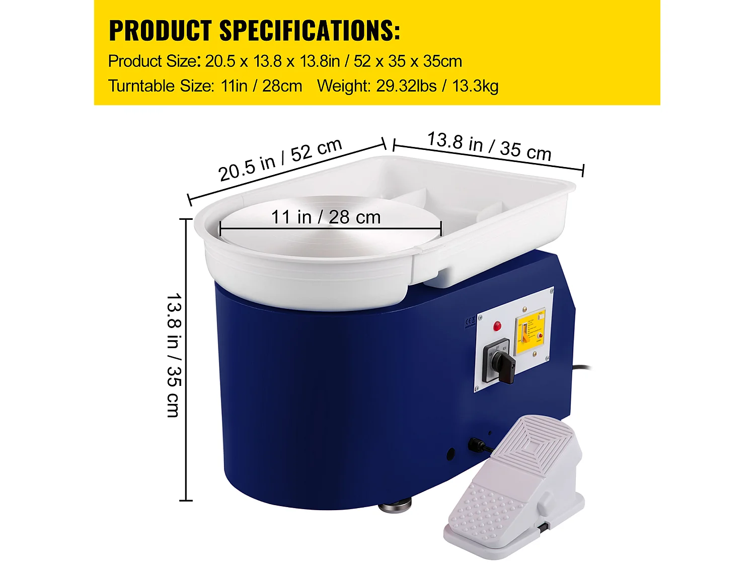 Tour de Potier SucceBuy Tour de Potier 28cm, Céramique avec Pédale, Outils de Sculpture, Bleu