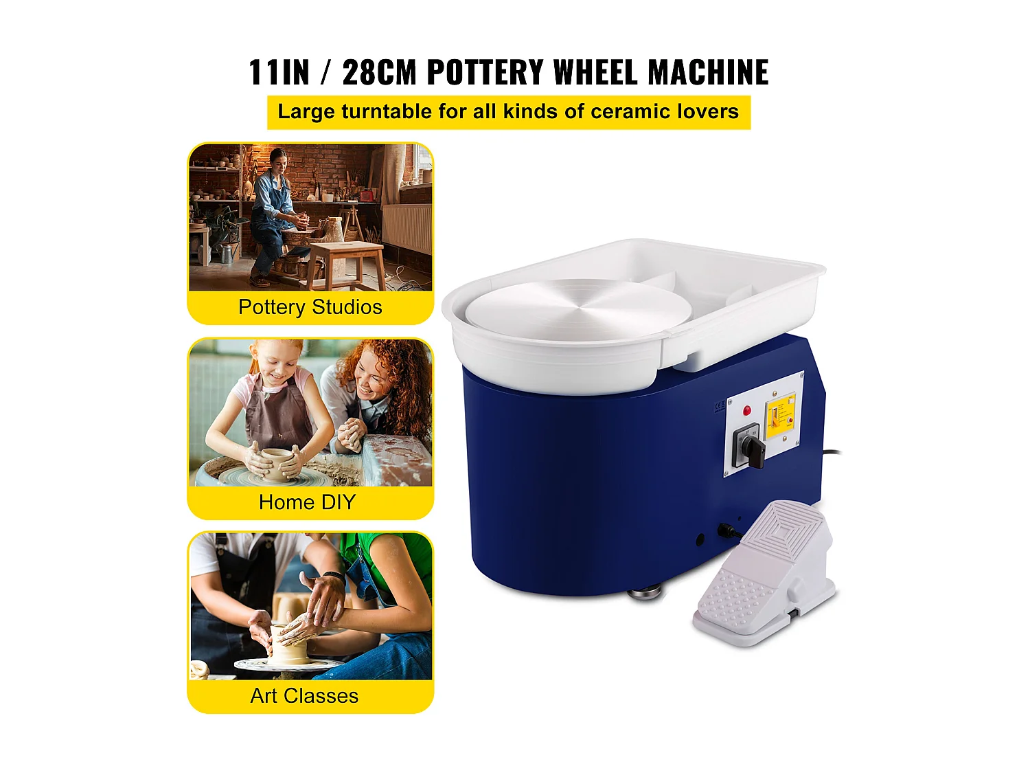 Tour de Potier SucceBuy Tour de Potier 28cm, Céramique avec Pédale, Outils de Sculpture, Bleu