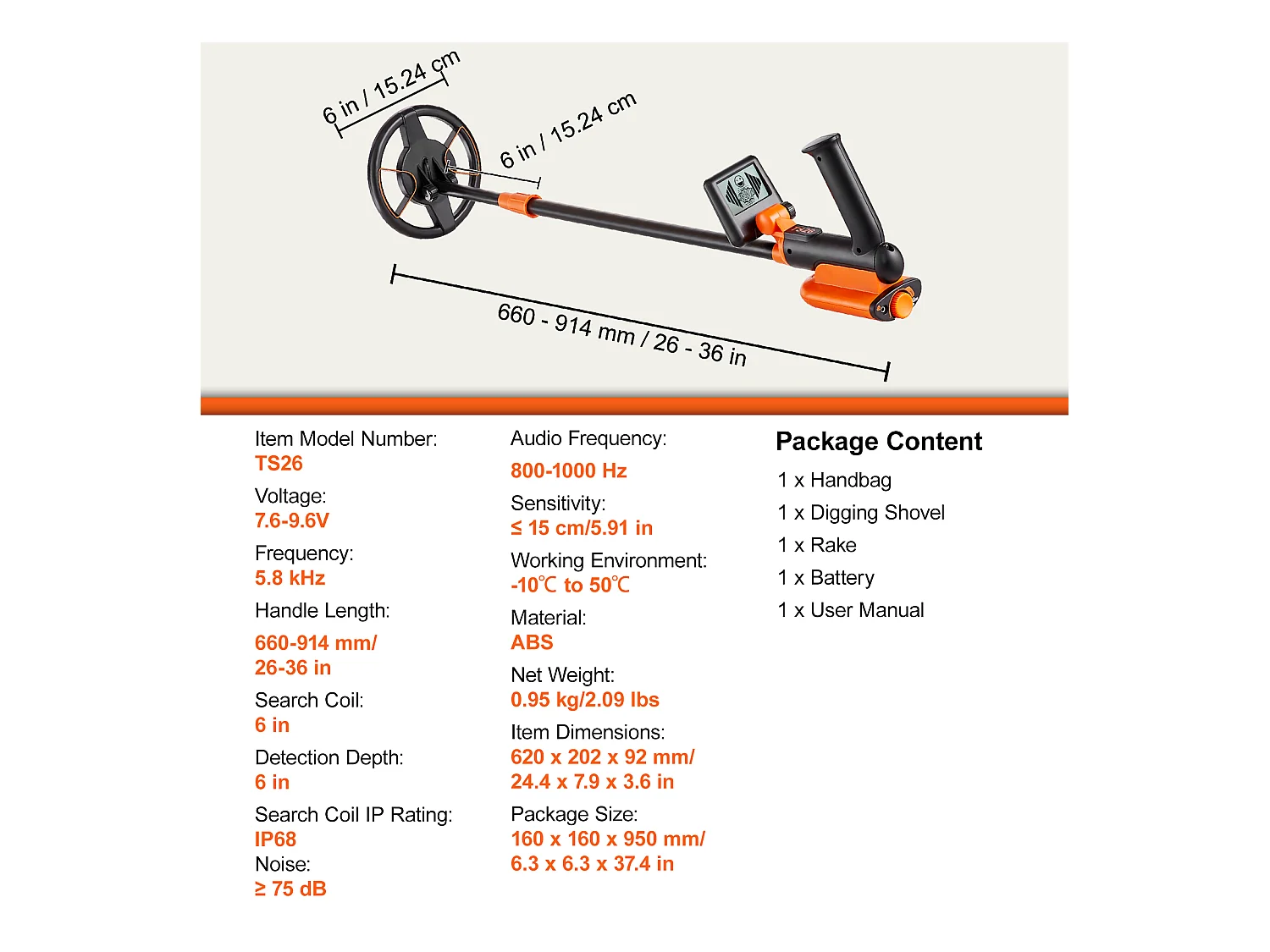 Détecteur de Métaux SucceBuy 15.24 cm pour Enfants, Détecteur d'Or Professionnel, Étanchéité IP68