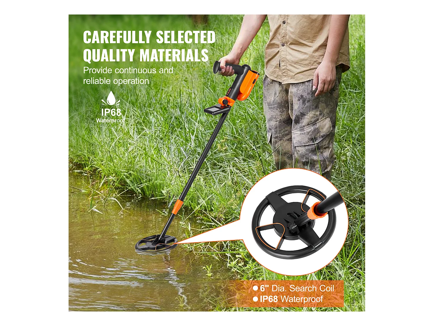 Détecteur de Métaux SucceBuy 15.24 cm pour Enfants, Détecteur d'Or Professionnel, Étanchéité IP68