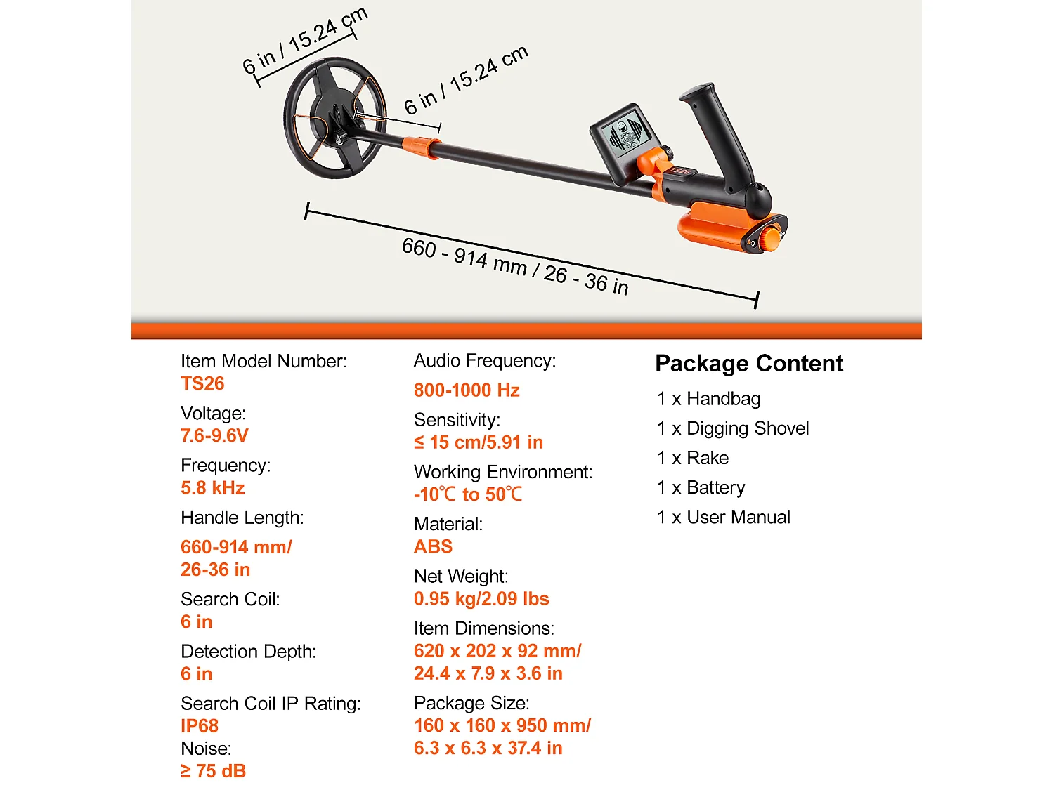 Détecteur de Métaux SucceBuy 15.24 cm pour Enfants, Détecteur d'Or Professionnel, Étanchéité IP68