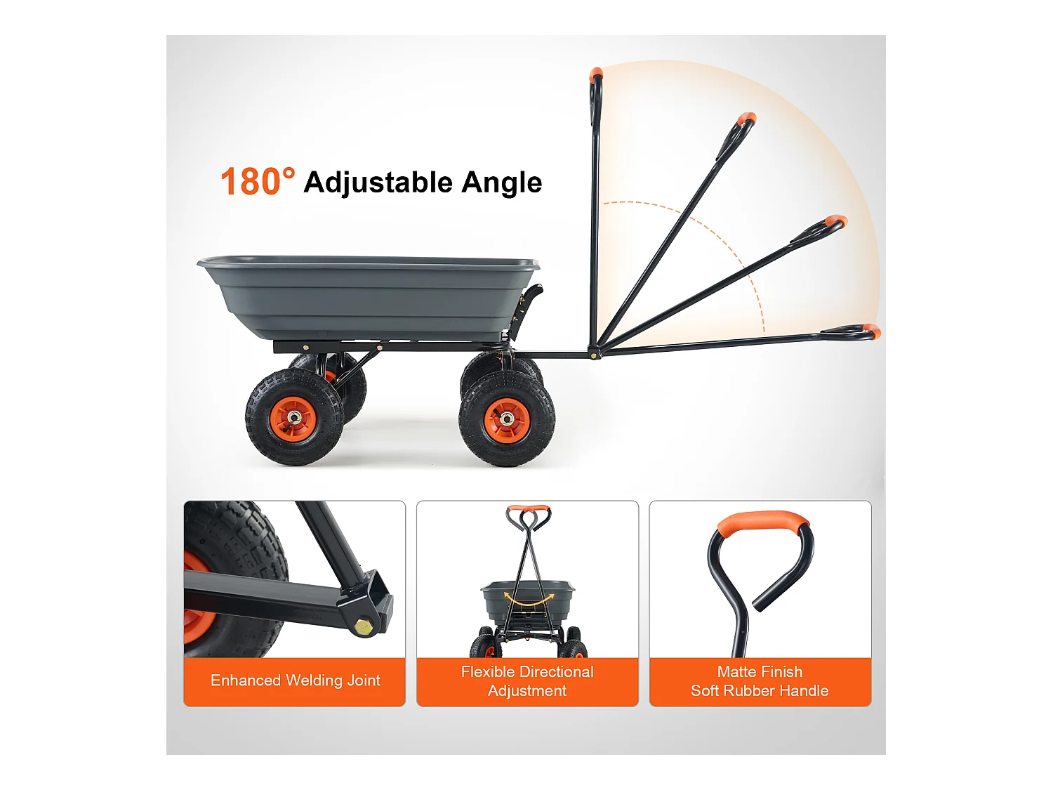 Poly Garden Dump Cart SucceBuy - Robuster Gartenwagen, 6,48 Kubikfuß, 1200 lbs