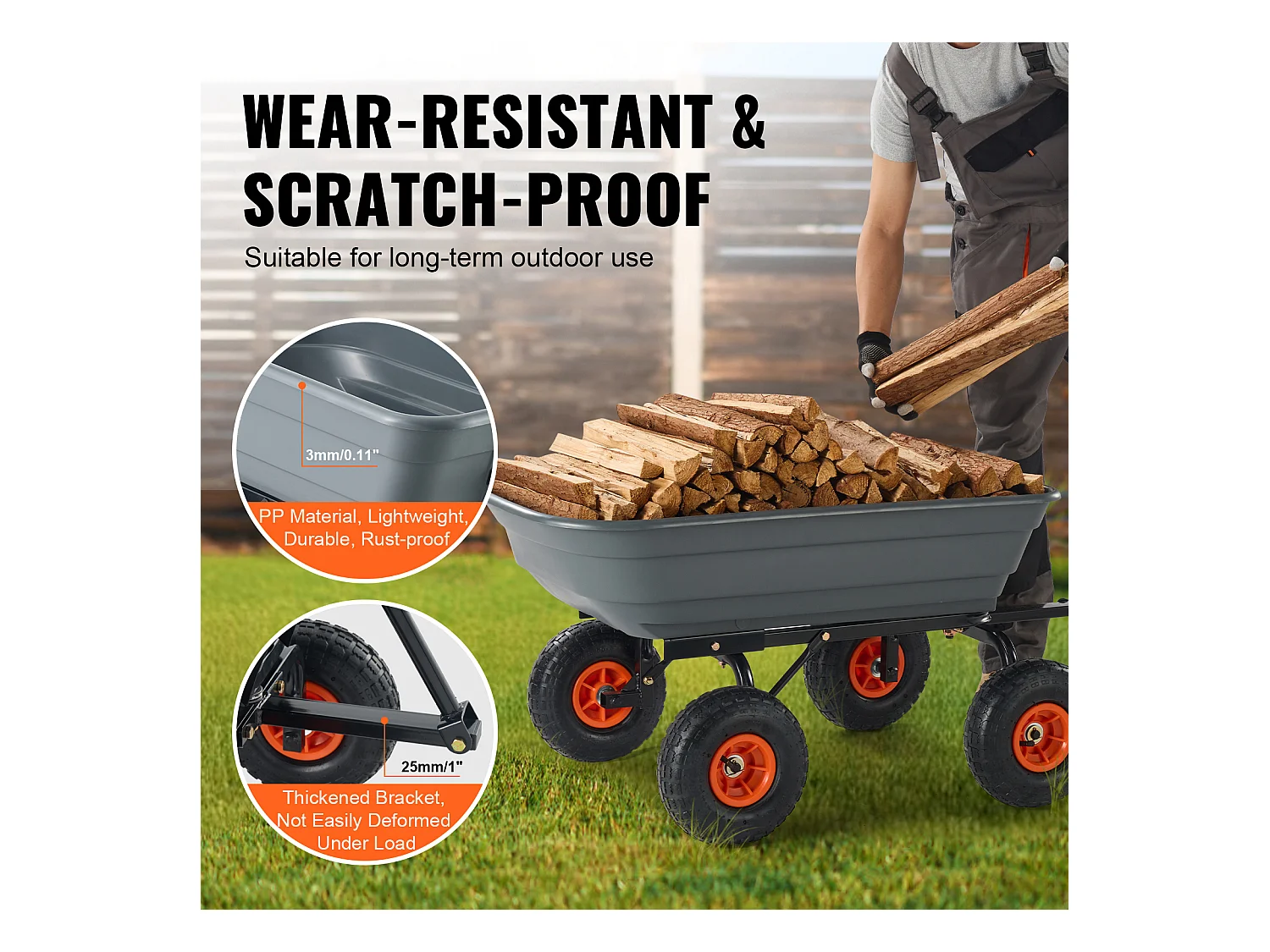 Poly Garden Dump Cart SucceBuy - Robuster Gartenwagen, 6,48 Kubikfuß, 1200 lbs