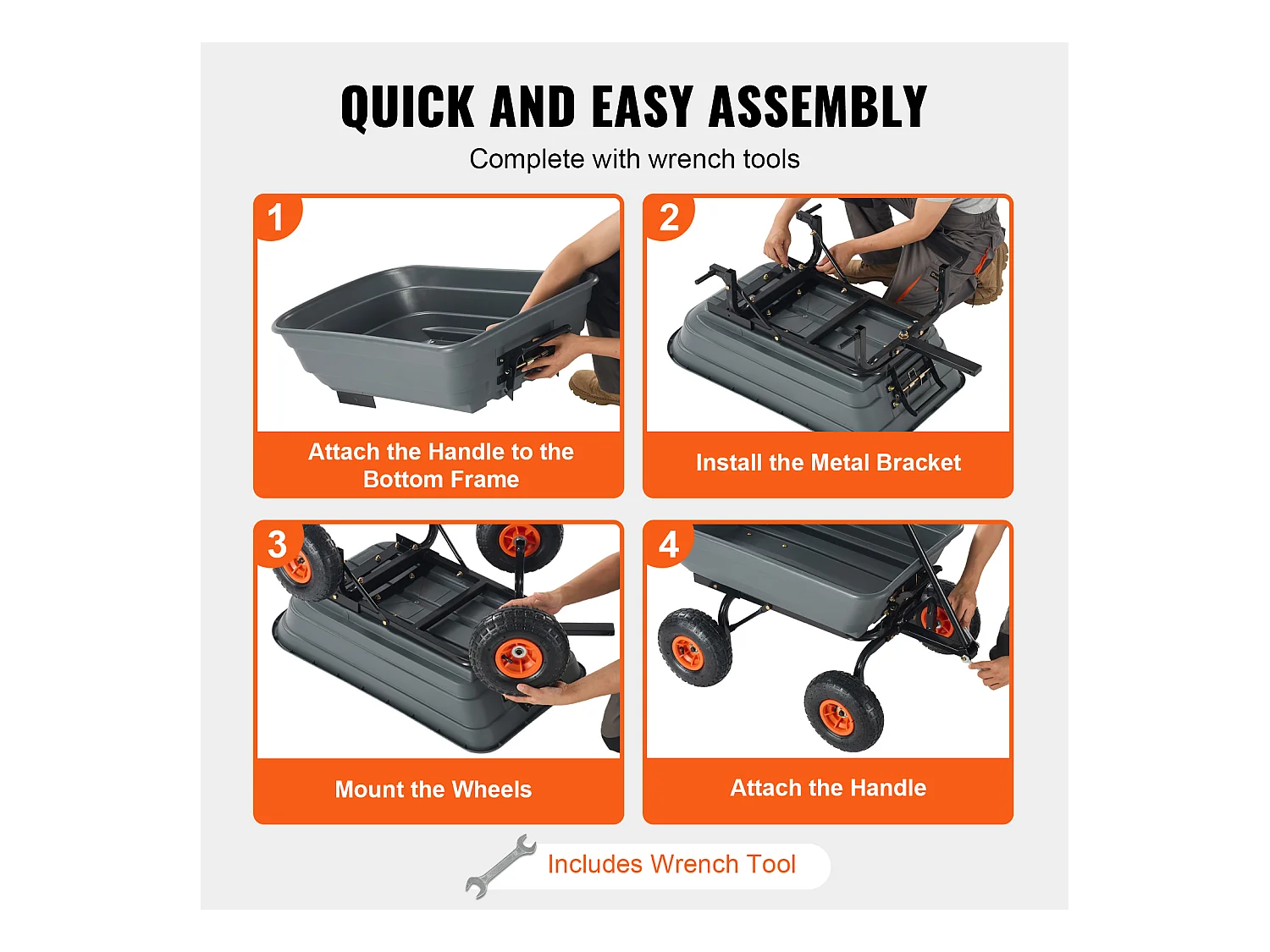 Poly Garden Dump Cart SucceBuy - Robuster Gartenwagen, 6,48 Kubikfuß, 1200 lbs