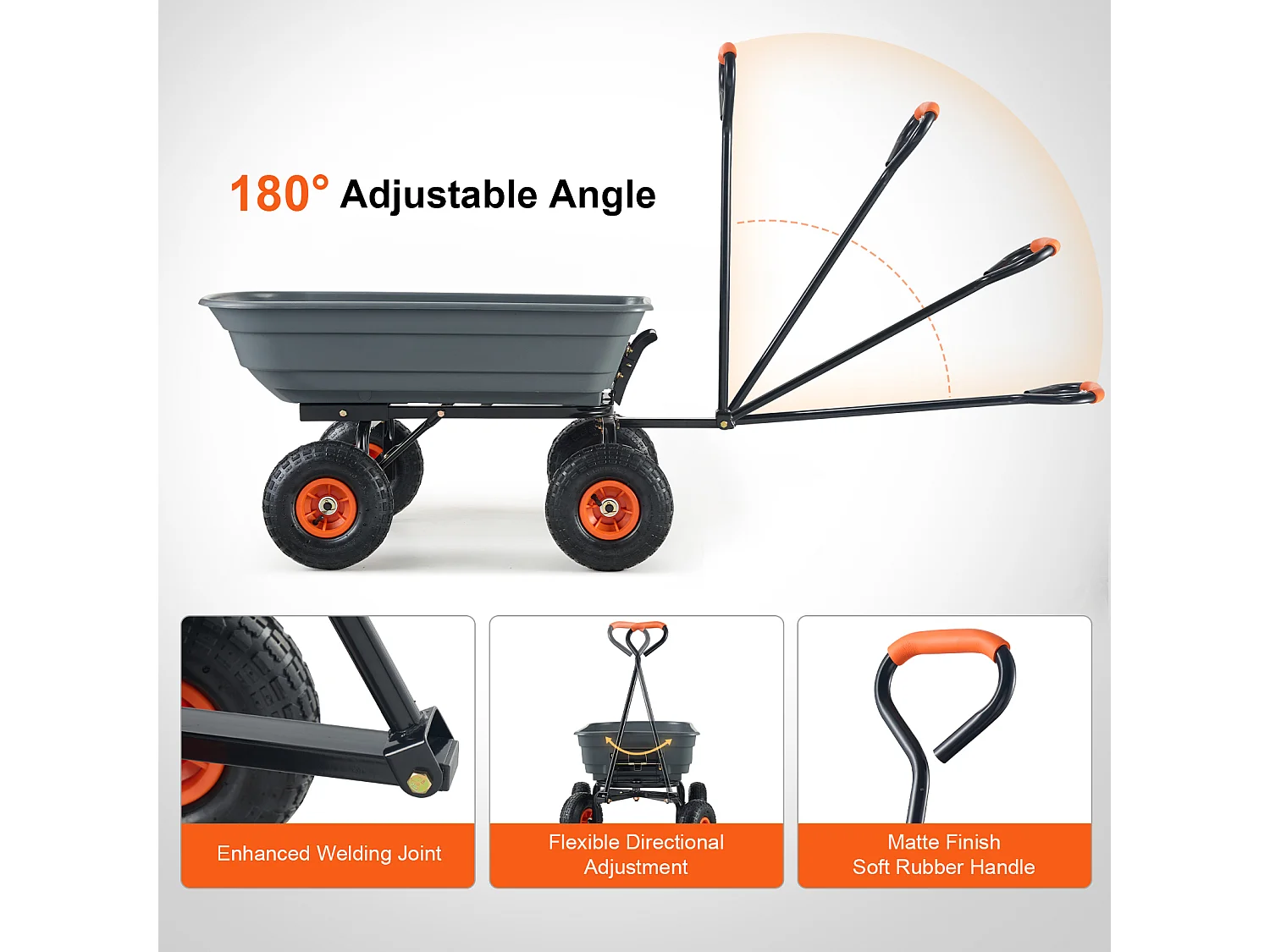 Poly Garden Dump Cart SucceBuy - Robuster Gartenwagen, 6,48 Kubikfuß, 1200 lbs