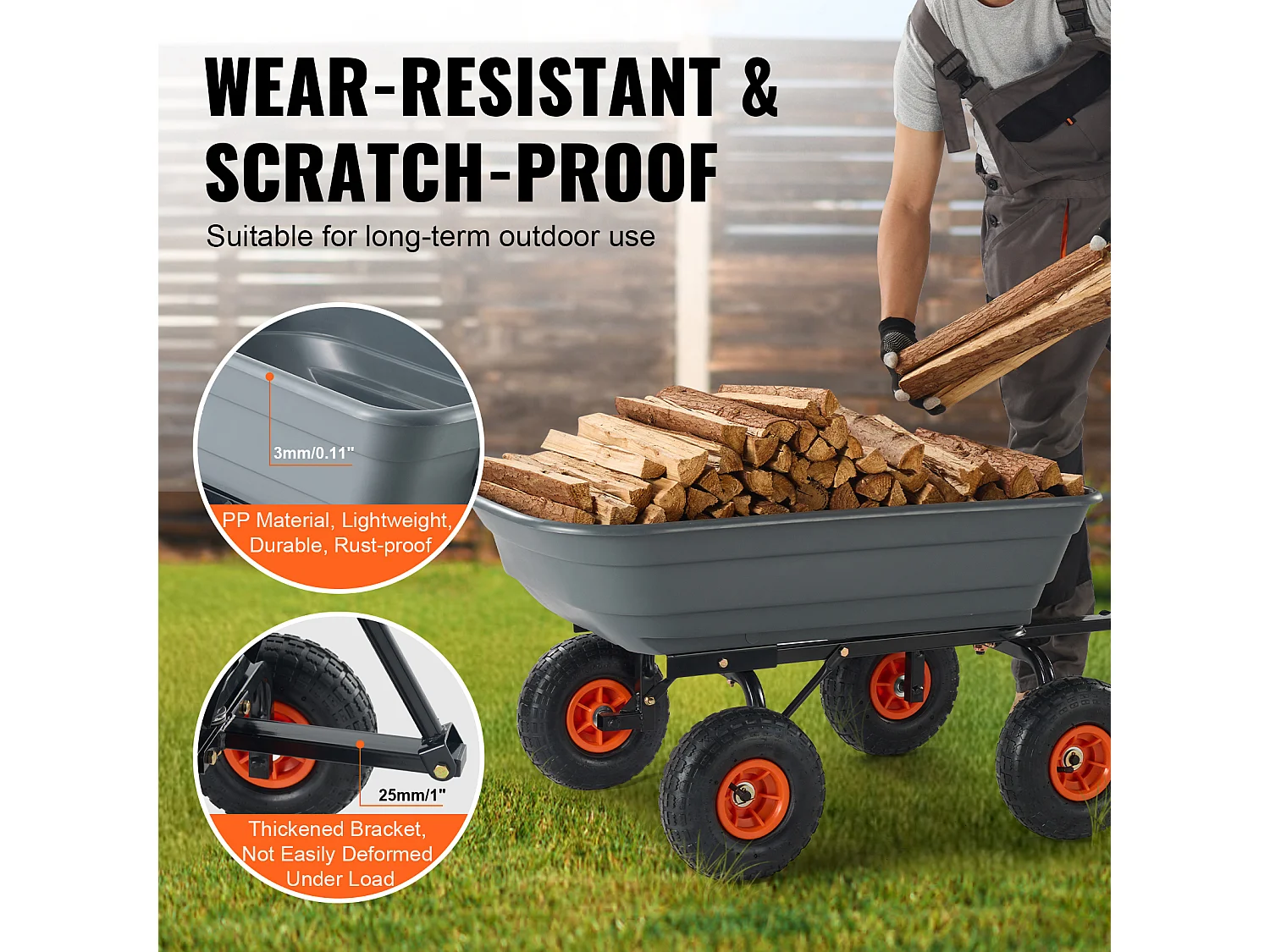 Poly Garden Dump Cart SucceBuy - Robuster Gartenwagen, 6,48 Kubikfuß, 1200 lbs