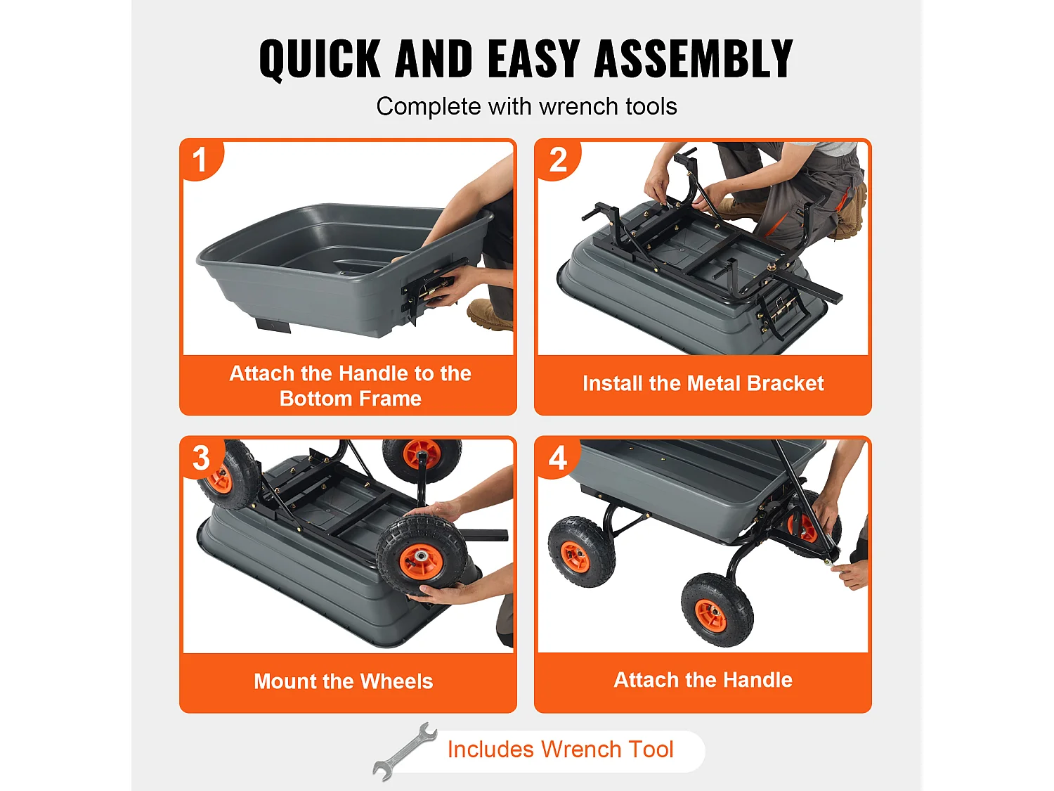 Poly Garden Dump Cart SucceBuy - Robuster Gartenwagen, 6,48 Kubikfuß, 1200 lbs