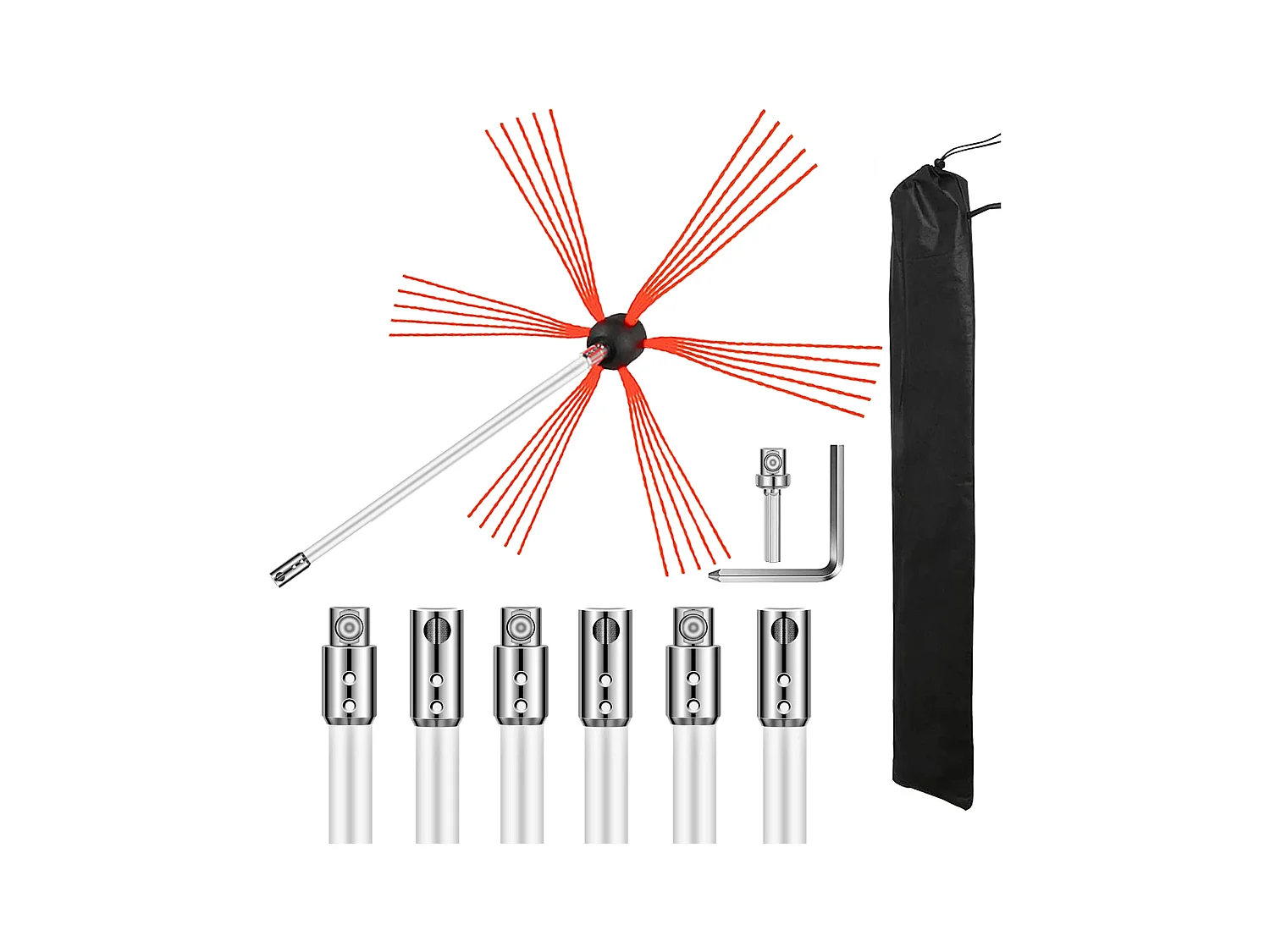 Kit de Ramonage de Cheminée SucceBuy Kit de Nettoyage de Cheminée en Nylon Flexible de 700 cm