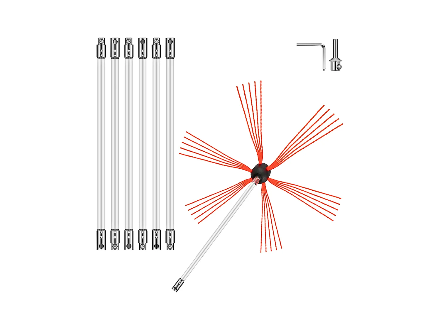 Schornsteinfeger-Set SucceBuy, 700 cm, Flexibles Nylon-Schornsteinreinigungsset