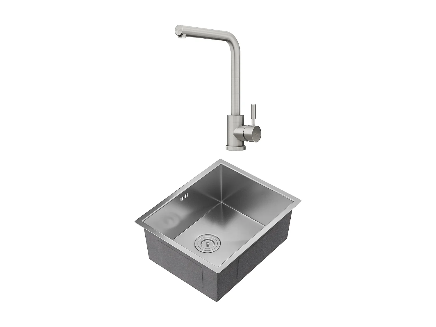 Fregadero SOELA de 55x45 cm + grifo ROMILY de acero inoxidable - Gris