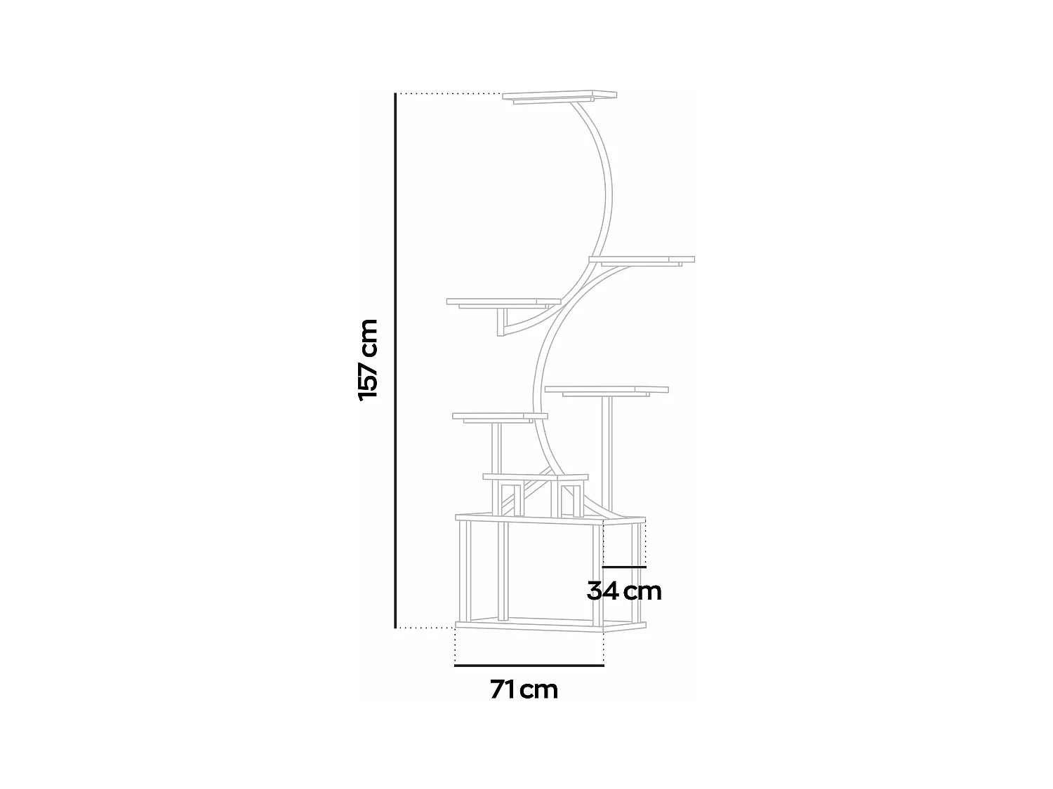 Itaca - Estante de chão de 8 prateleiras para objectos, plantas e flores com luz LED de crescimento, metal e madeira, castanho industrial