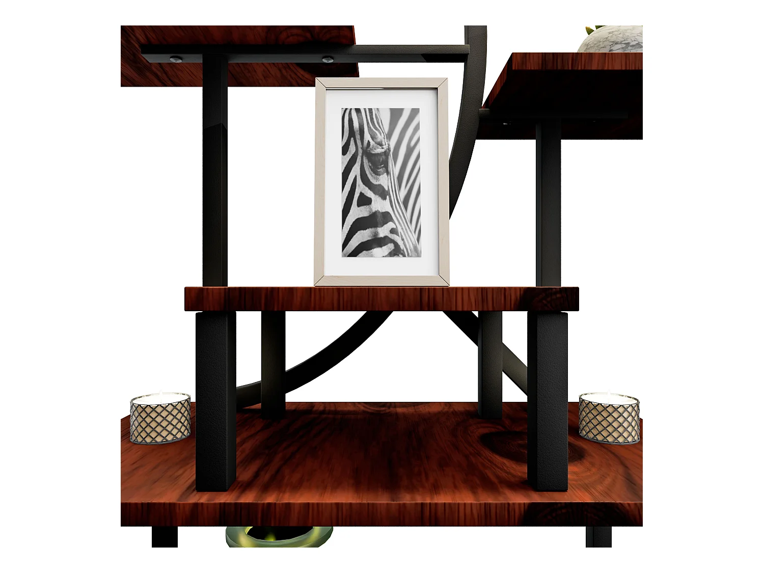 Itaca - Estante de chão de 8 prateleiras para objectos, plantas e flores com luz LED de crescimento, metal e madeira, castanho industrial