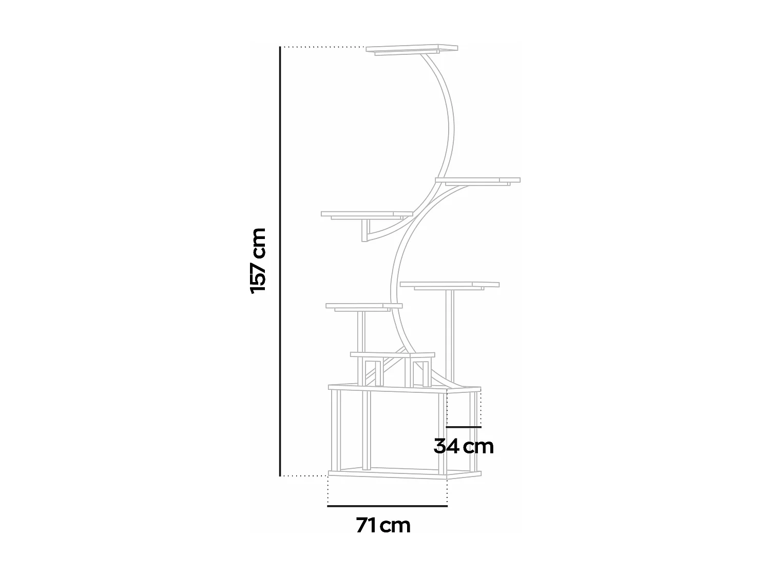 Itaca - Estanteria de Pie 8 Estantes para Objetos Plantas Flores con Luz Led Metal y Madera Negro