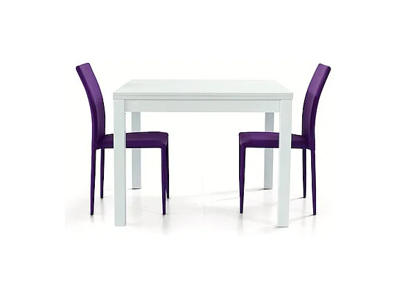 Table en frêne blanc, extensible 90x90 cm - 180x90 cm - POSITANO