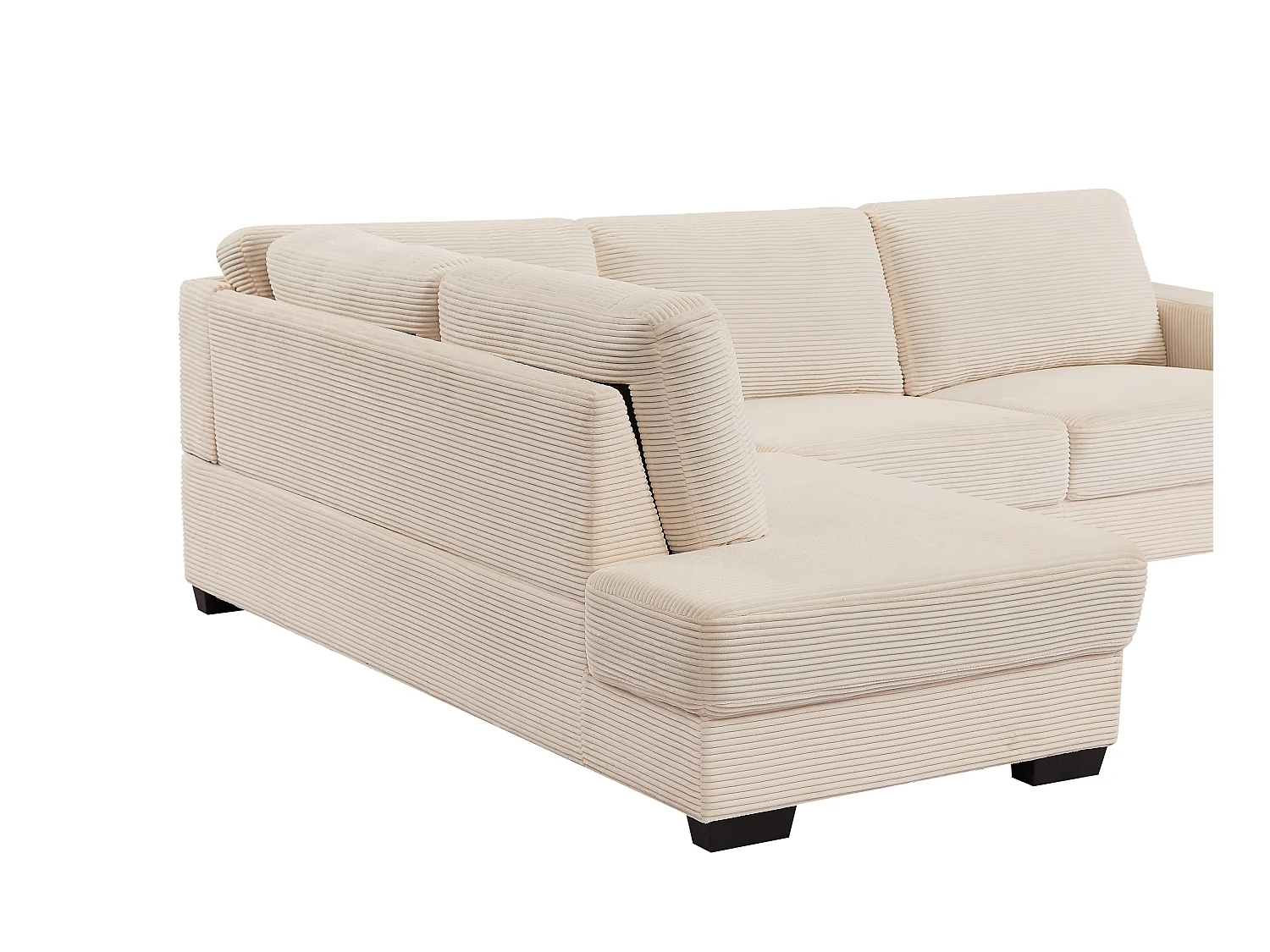 Hoekbank met hoek links in ribfluwelen stof kleur beige - MESETA