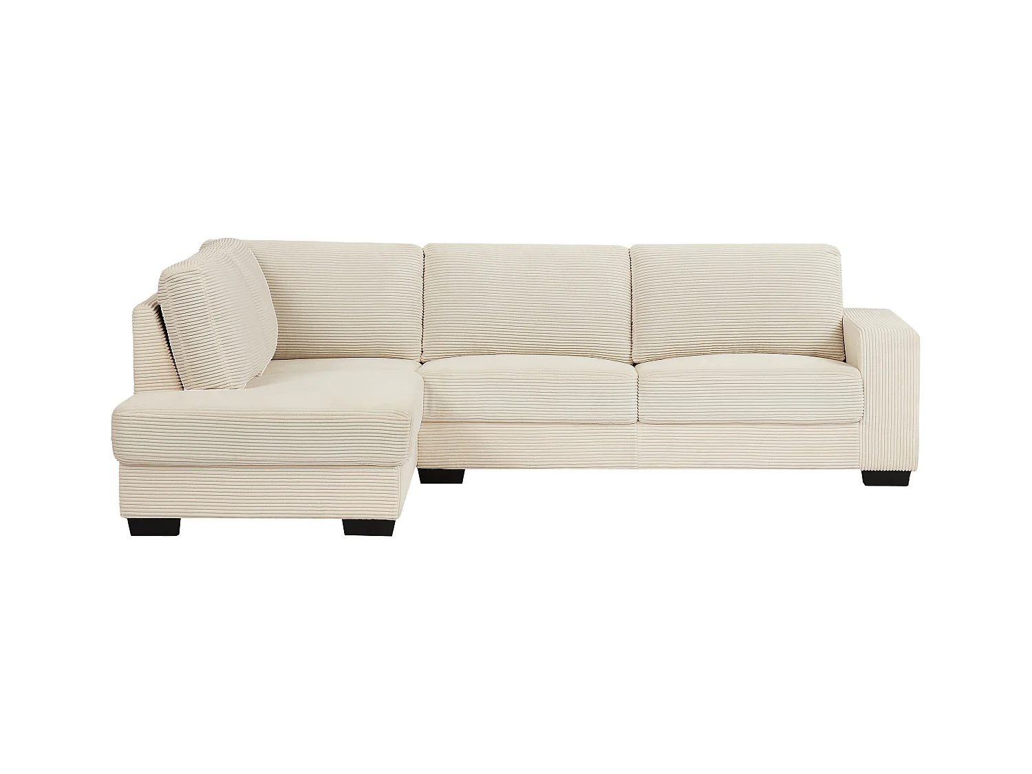 Hoekbank met hoek links in ribfluwelen stof kleur beige - MESETA