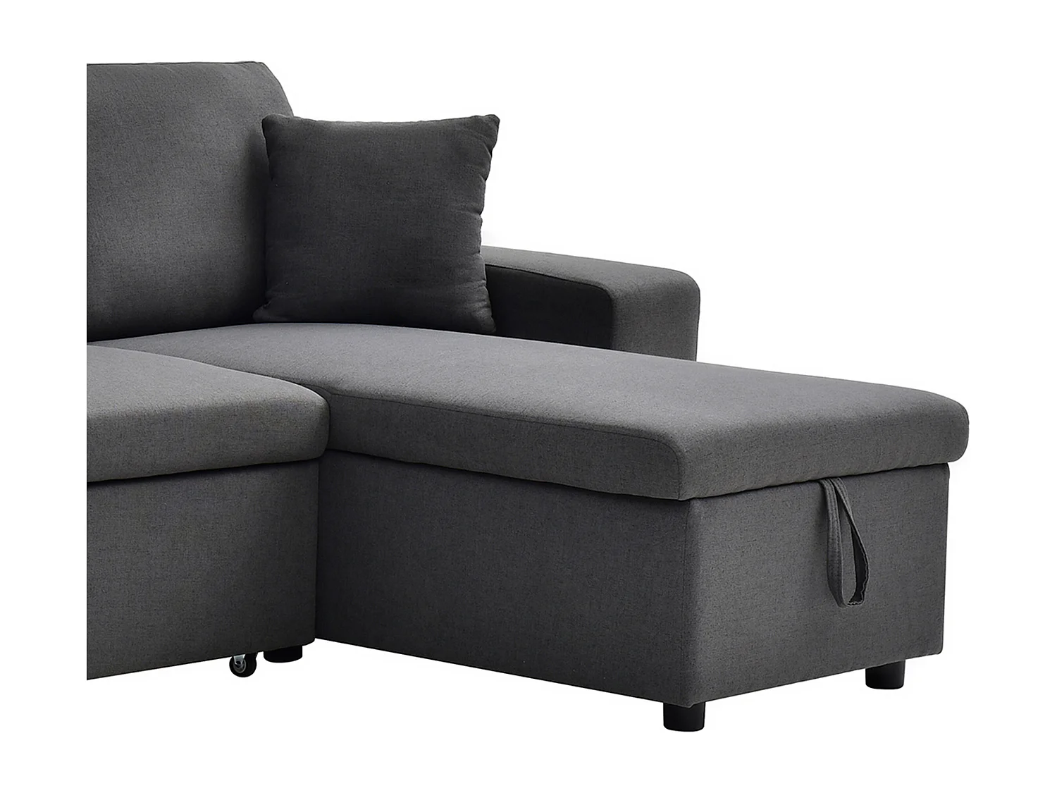 Canapé d'angle panoramique convertible avec rangements et poufs en tissu gris anthracite SELIM