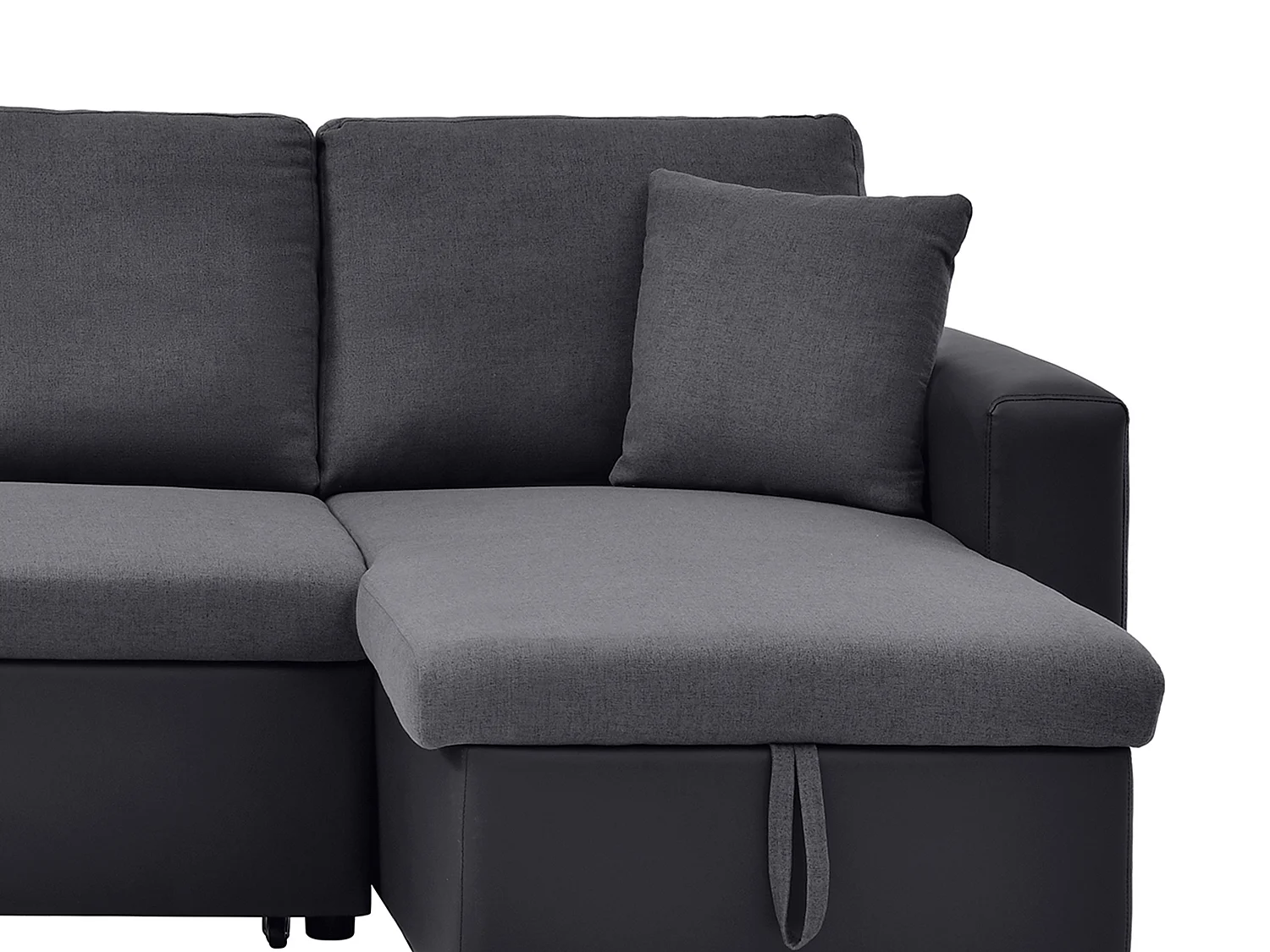 Canapé d'angle panoramique convertible en simili gris anthracite et noir GAZUR
