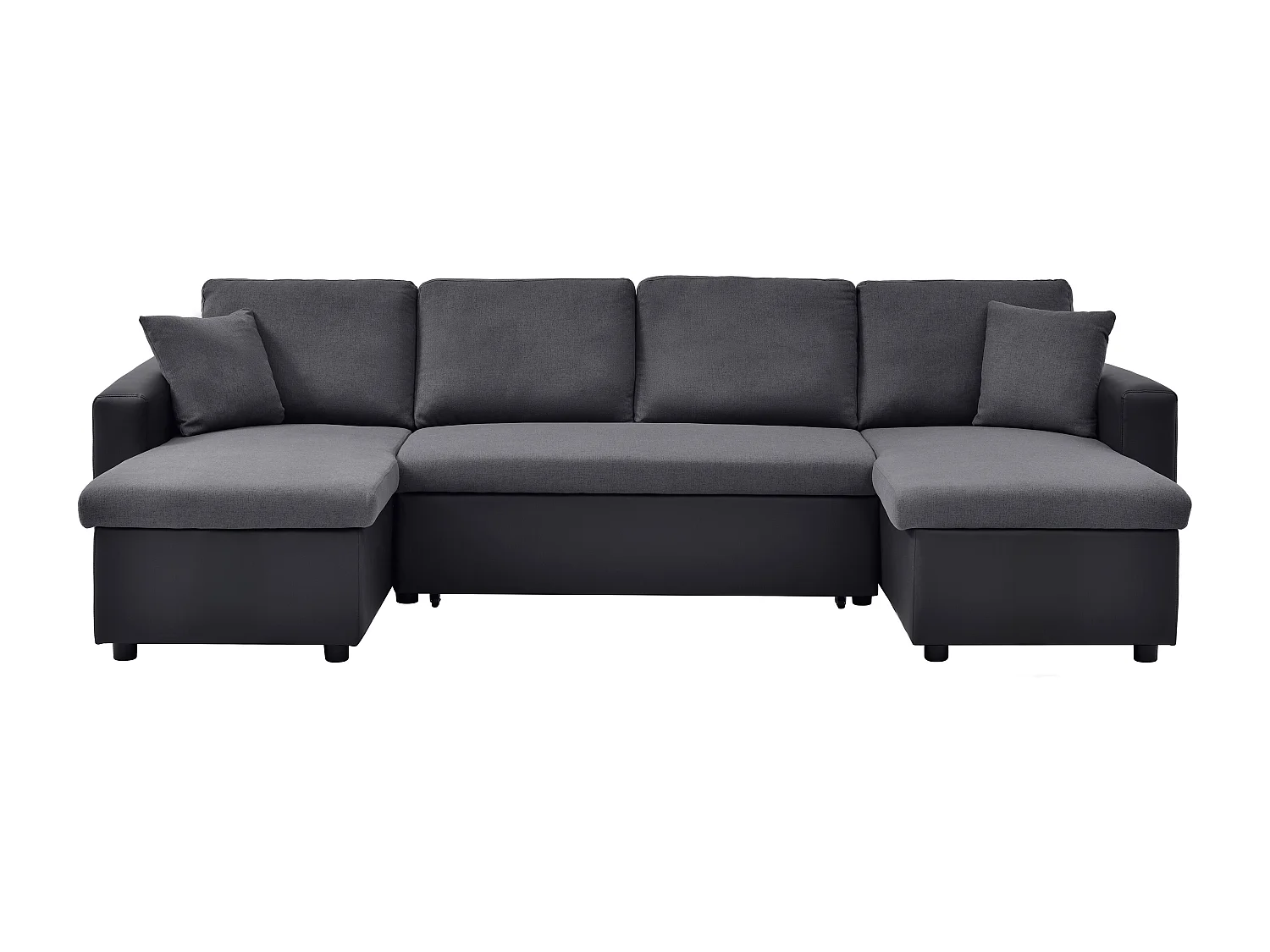 Ecksofa mit Schlaffunktion GAZUR - Stoff & Kunstleder - Ecke wechselbar - Anthrazit & Schwarz